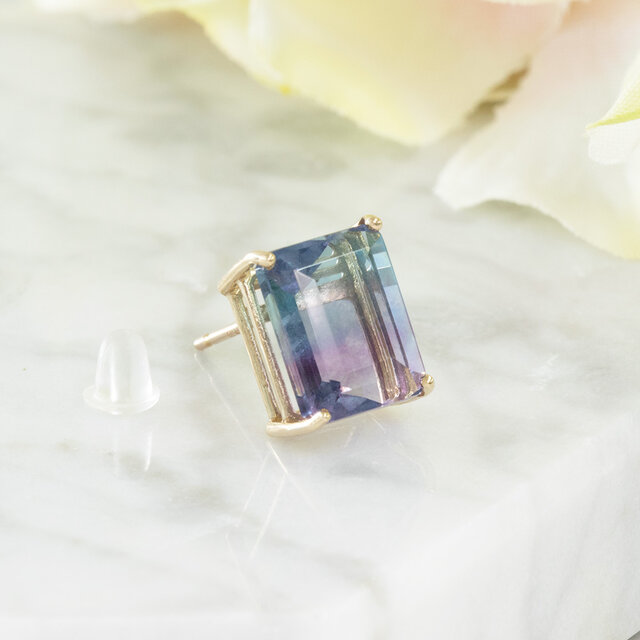 K10 バイカラー フローライト シングル(片)ピアス CD013CIBS