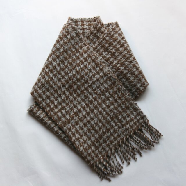 SALE）ホームスパンマフラー（手紡ぎ手織り）【千鳥格子】 | iichi