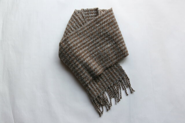 SALE）ホームスパンマフラー（手紡ぎ手織り）【変わり千鳥格子