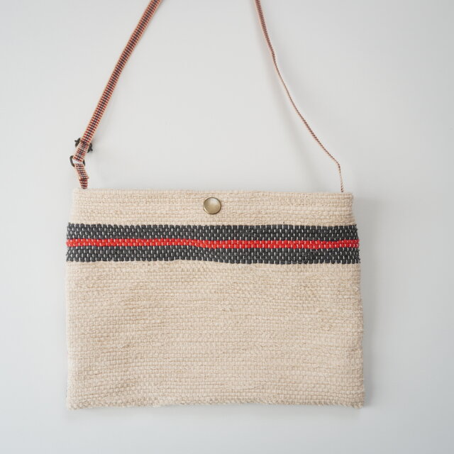 裂き織りのぺたんこポシェット　