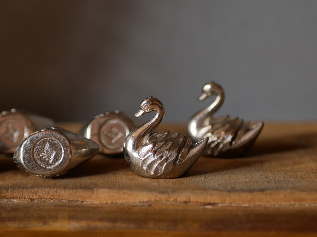 白鳥 スワン 刻印あり カードホルダー フランスヴィンテージ