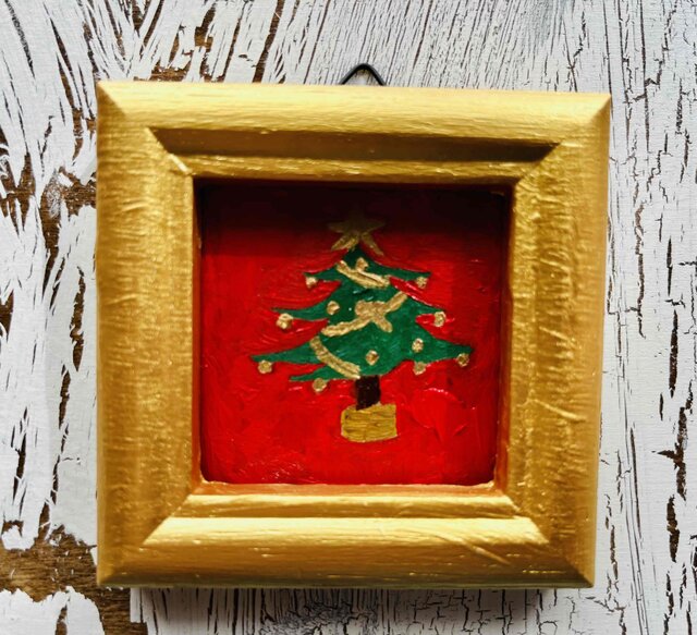 金縁額装「クリスマスツリーZ」手描き・油彩・原画 | iichi 日々