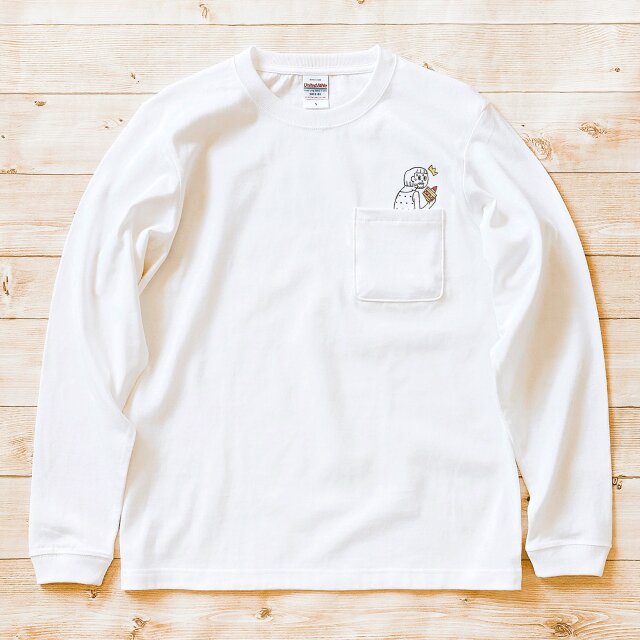 半袖ポケット付Tシャツ『隠れショートケーキ』男女兼用 ロンT