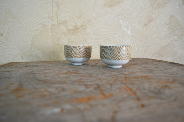 印判煎茶茶碗 二客組 木目柄 | iichi 日々の暮らしを心地よくする