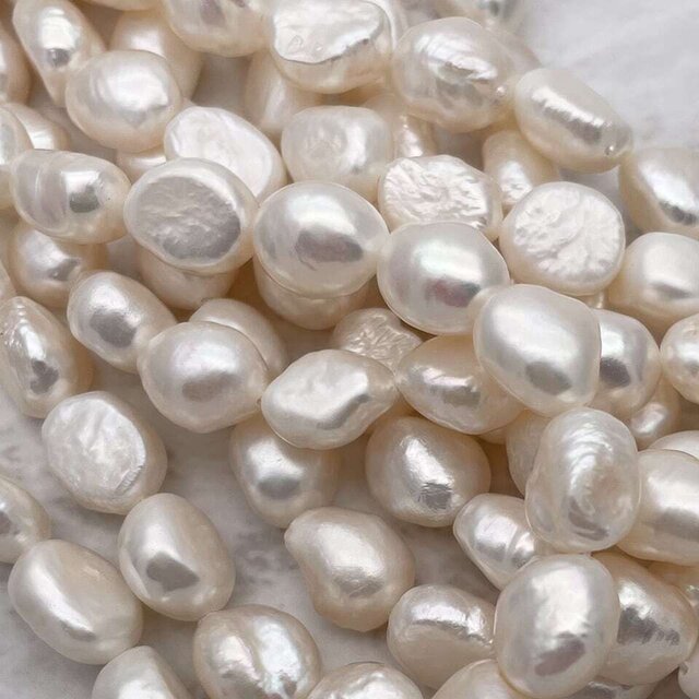 120cm 大粒バロック淡水パール ロングネックレス 本真珠 ゴールド系