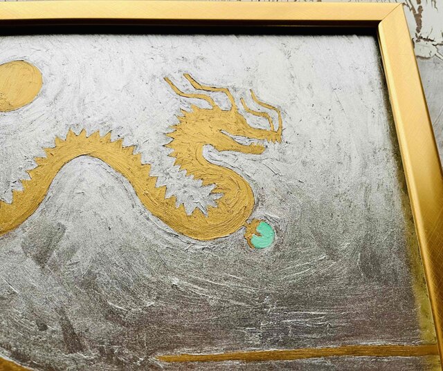 勝利・金運】金龍様 2・原画・油彩画・額装・特大 | iichi 日々