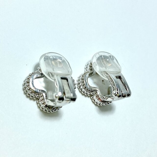 お値下げ　I 英国製ビンテージ　サービング用　シルバーとマザーオブパール 高品質 しあわせクローバーイヤリング 天然マザーオブパール 18金GP