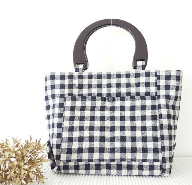 wood♡チェック柄トートbag | iichi 日々の暮らしを心地よくする