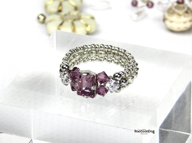 スワロ・ライトアメジストスクエアリング（スワロ/プレシオサ