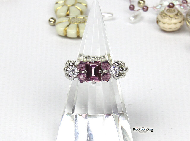 スワロ・ライトアメジストスクエアリング（スワロ/プレシオサ