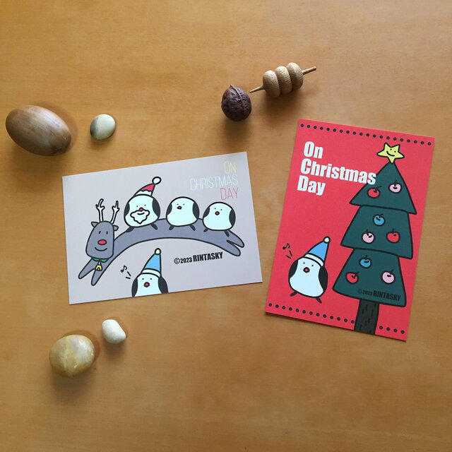 シマエナガ」クリスマスポストカード2枚セット | iichi 日々の暮らしを 