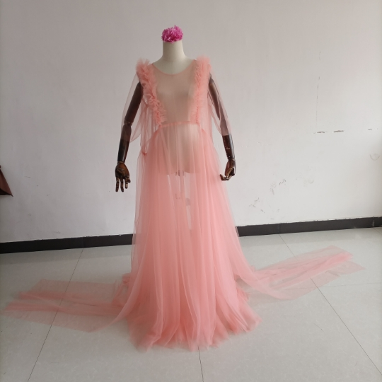 美品！ピンク妊婦ドレス マタニティ シースルー オーバードレス ワンピース ソフトチュール 写真撮影 | iichi  日々の暮らしを心地よくするハンドメイドやアンティークのマーケットプレイス