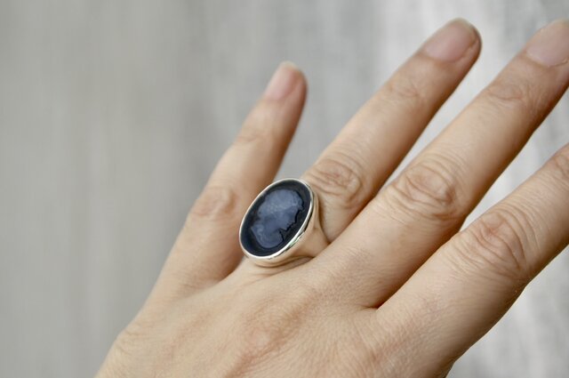 カメオリング オニキスカメオ K18 11.5号 カメオリング オニキスカメオ K18 11.5号 カメオリング オニキス