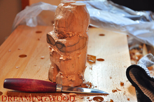 白樺の森の熊の木彫り Birch forest bear ornament | iichi 日々の