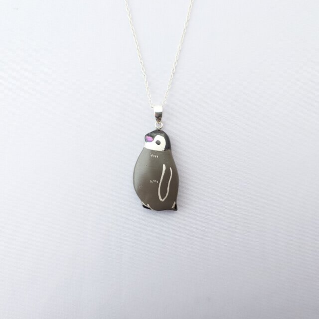 皇帝ペンギンひな 漆ネックレス（sv）