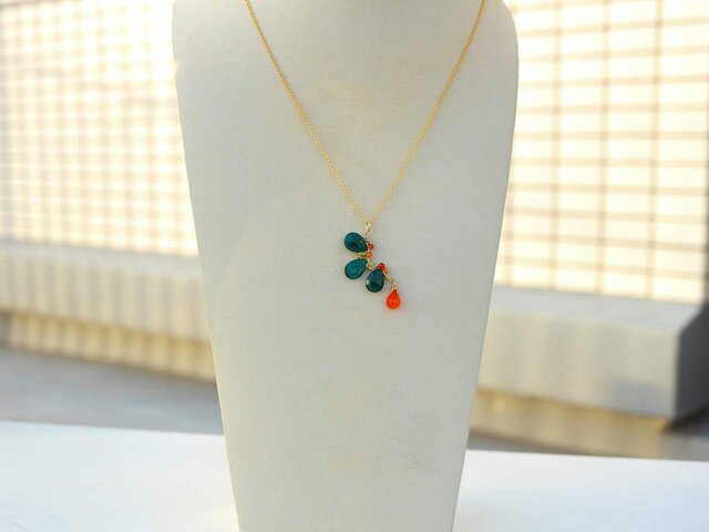 クリスマスペンダント＊クリスマスカラー＊カーネリアン＊14kgf