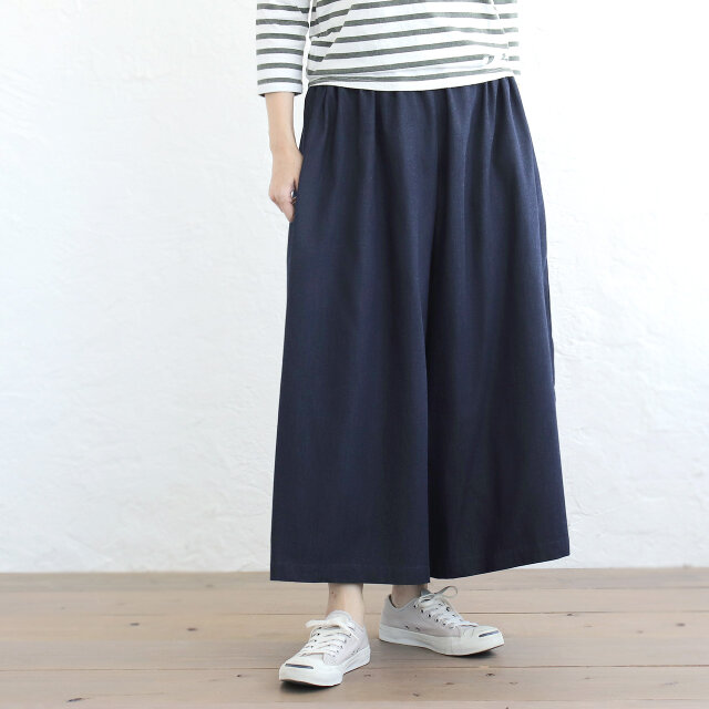 ストレスフリーで快適 ふんわりソフトデニム ワイドパンツ 総