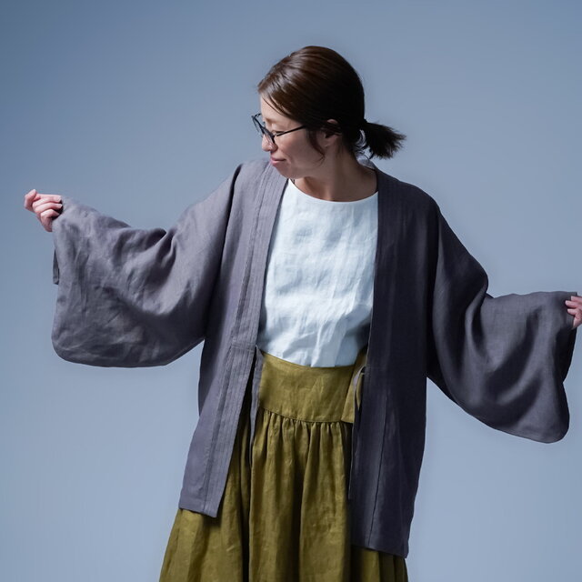 wafu】リネン羽織 日本文化を体験 袖の下を通す羽織 / ヴァニーユ