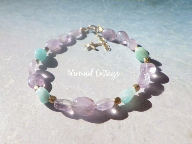14kgf*Amazonite Amethyst Healing Bracelet アメジスト＆アマゾナイト