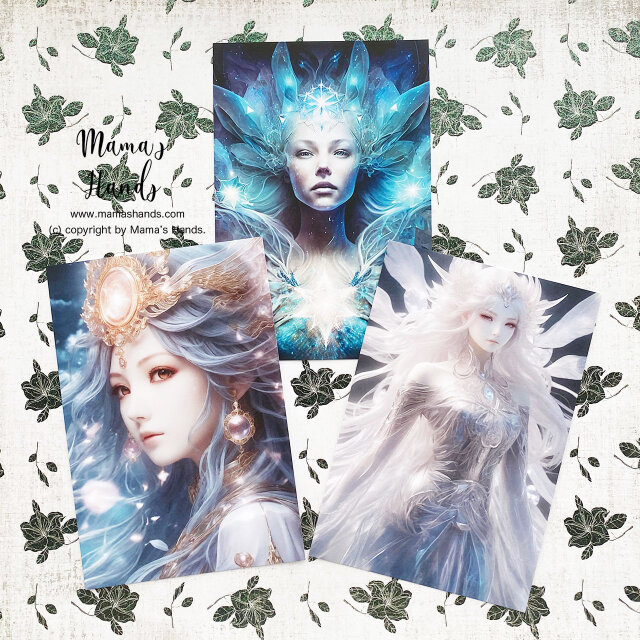 美しい女神達の スピリチュアル 開運 イラスト アート ３枚 ハガキ ポストカード セット ♪