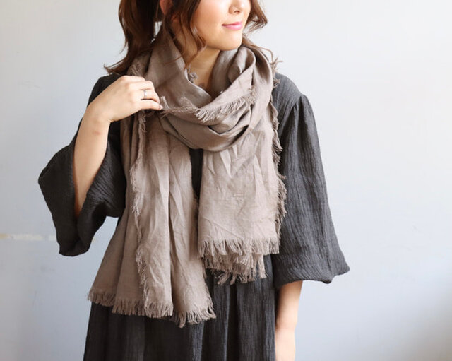 200cm】リネンの経年変化を楽しむ／リネンストール／切りっぱなし