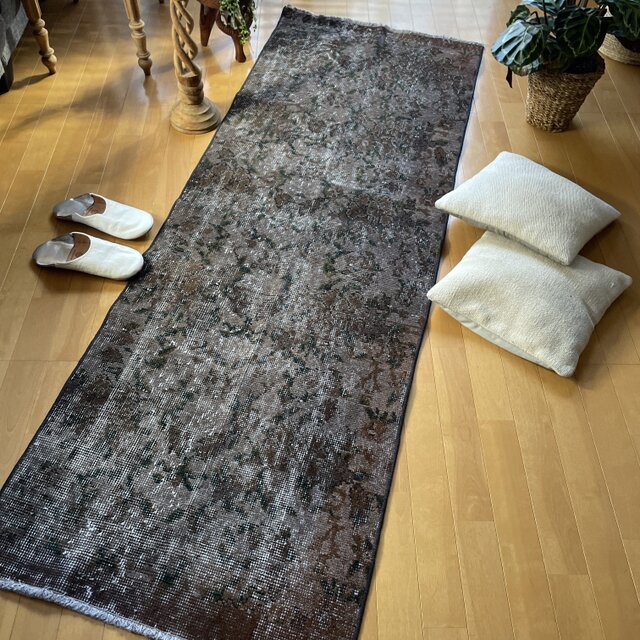 ランナー70×197 ダークグレイオーバーダイ×グリーン トルコ 