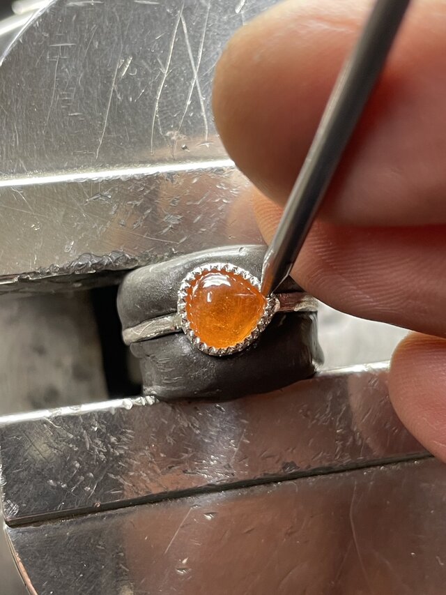 スペサルティン ガーネット マロン型 カボション 2.1ct シルバー