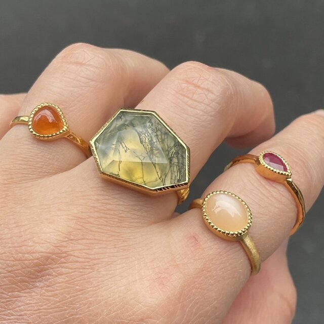 スペサルティン ガーネット マロン型 カボション 2.1ct シルバー