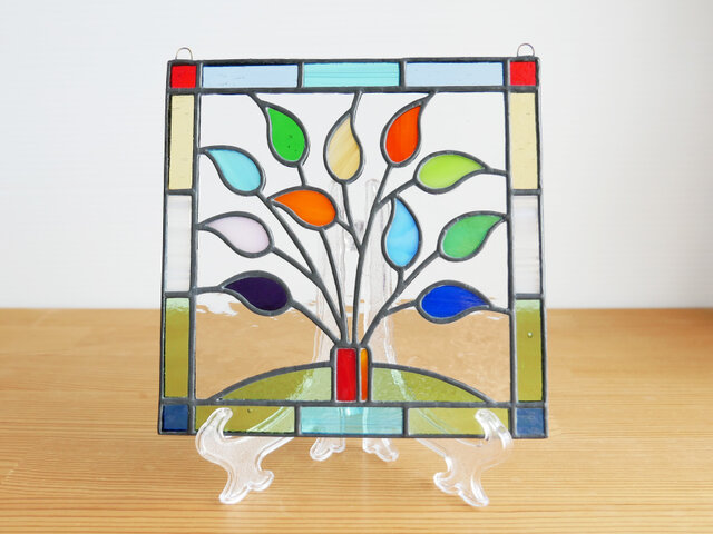 ステンドグラス　ハンドメイド　パネル　まり みどり丸 ステンドグラスパネル | iichi 日々の暮らしを心地よくする