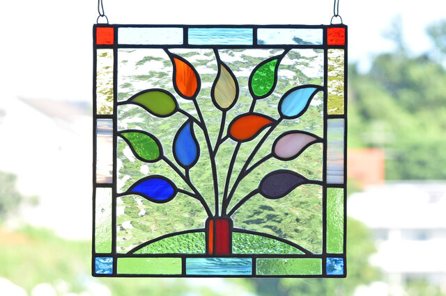 ステンドグラス ミニパネル リーフ 15cm | iichi 日々の暮らしを