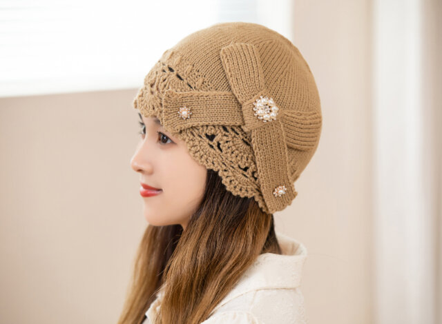 手編み 【Lady's】オシャレな帽子 茶色 | iichi 日々の暮らしを