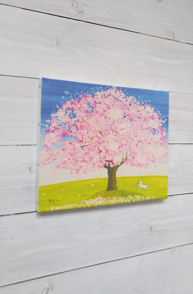 白い桜のアクリル画 【限定販売】 - 絵画