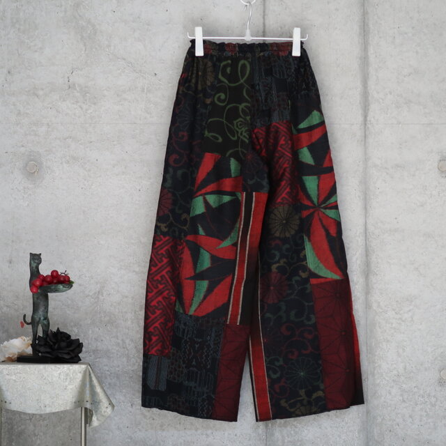 紬のパッチワーク パンツ/ フリーサイズ 着物リメイク | iichi 日々の