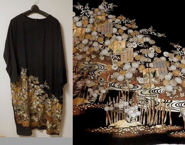 Sold Out 留袖リメイク☆豪華な花・百人一種かるた模様の螺鈿の留め袖