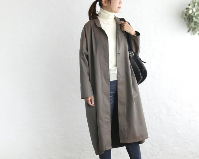 ロングシーズン役立つ コットンツイル テーラーカラー アトリエコート