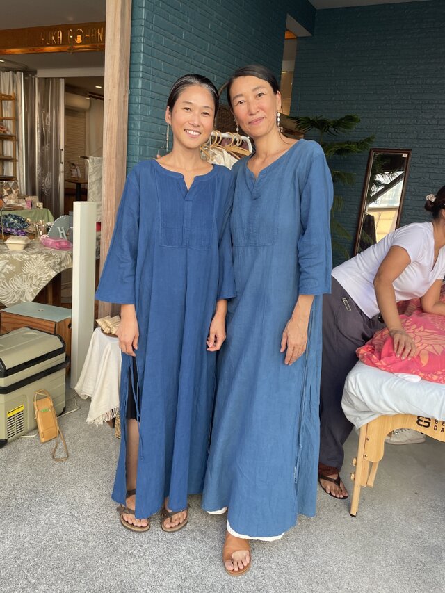 Leaf Dress in Indigo/藍染めロングスリットワンピース | iichi 日々の