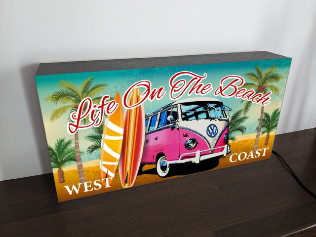 Lサイズ】カリフォルニア サーフィン ワーゲンバス ビーチ 海 ヤシの木