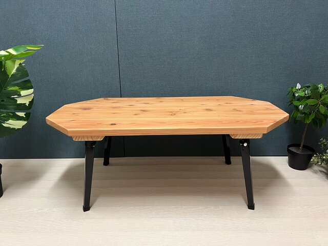 送料無料】 ローテーブル 長方形 アングル脚 110cm 収納付き 杉