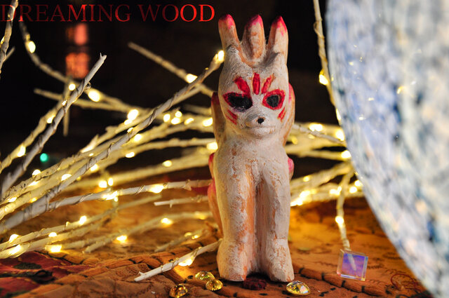 九尾の狐の木彫りオーナメント nine tail fox ornament | iichi