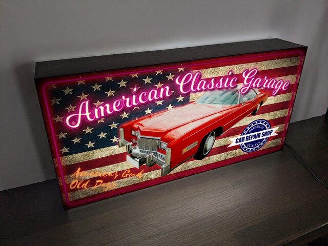 【Lサイズ】ガレージ カーショップ 車 看板 置物 アメリカン雑貨 ライトBOX Lサイズ】ガレージ カーショップ 車 看板 置物 アメリカン雑貨