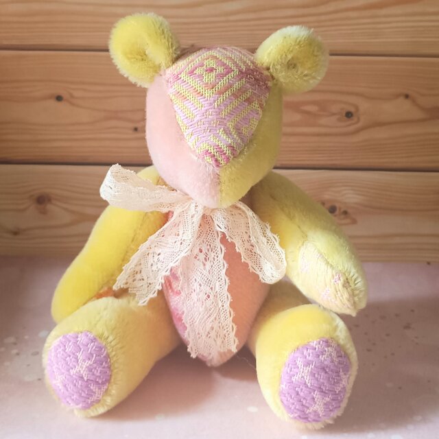 こぎん刺しのテディベアL 総刺しこぎんクマ 希