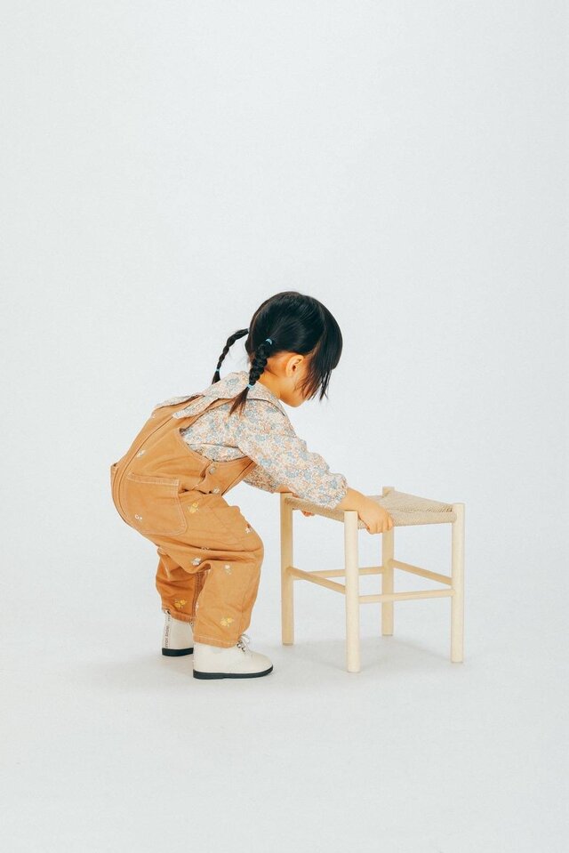 ペーパーコードキッズチェアーSHIKAKU-Rectangle/ 子供用スツール/こどもイス