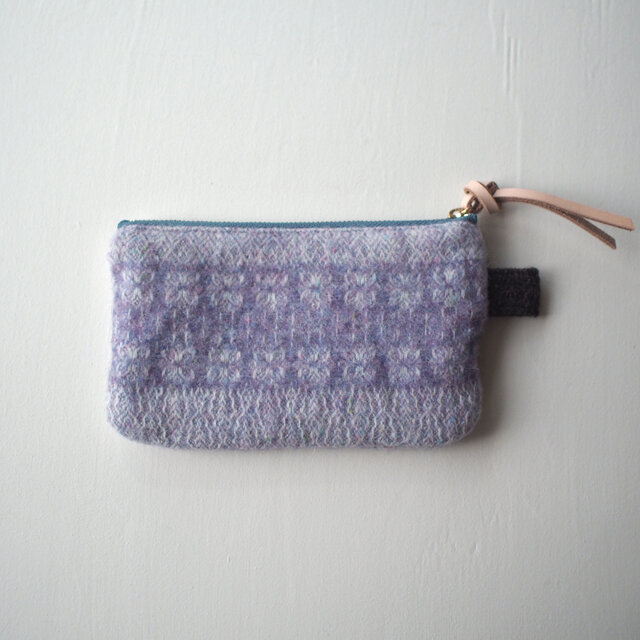 ポーチ M / ウール　ラベンダー　フラワーパターン