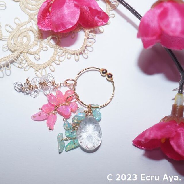 *NewYearHappyBag*フラワーカービングクリスタルの3wayイヤーカフのセット