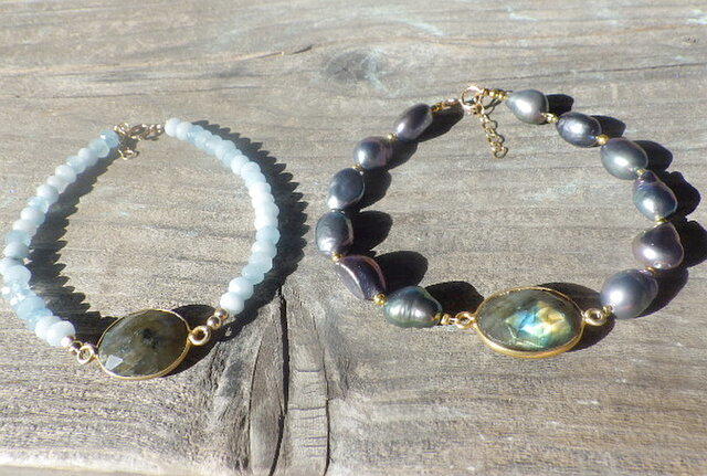 ★大粒！ラブラドライト 14ミリ珠 ブレスレットB(SA~SA+) ラブラドライト 14mm 大玉 ブレスレット | 天然石