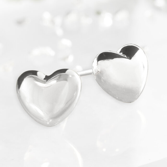 K18WG ハート ピアス 【M】CD033-CIBS