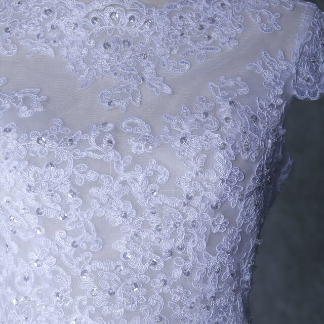 ボレロ キラキラスパンコール 半袖 くるみボタン 花嫁/ウェディング 