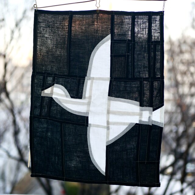 ﾎﾟｼﾞｬｷﾞﾀﾍﾟｽﾄﾘｰ ミシンから鳥が生まれて　30×40cm