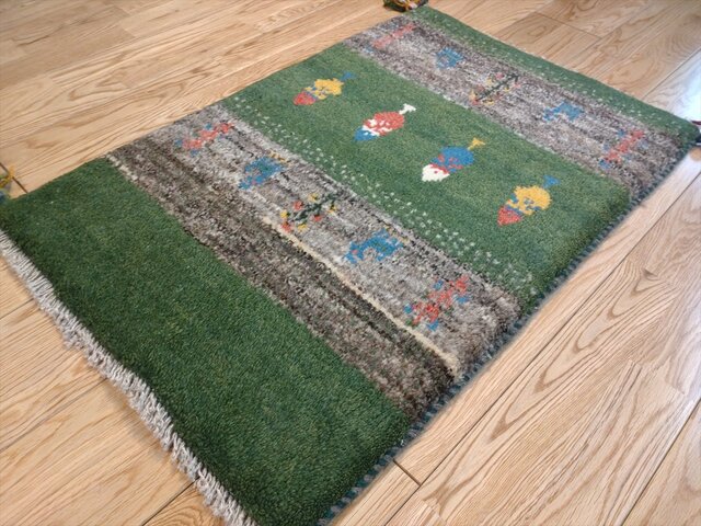 未使用⭐︎ギャッベ ペルシャ絨毯 125✖︎85cmギャベ 玄関マット ☆ペルシャ絨毯 手織りリーズバフトギャッベ 玄関マットMサイズ