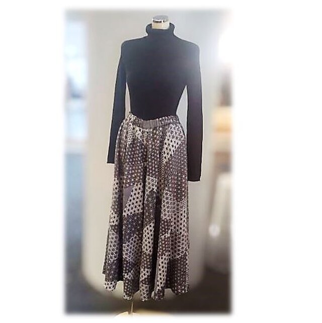 112 　1点物　スカート見えパンツ　キュロット　着物リメイク　麻の葉柄　カラフル　ウェストゴム